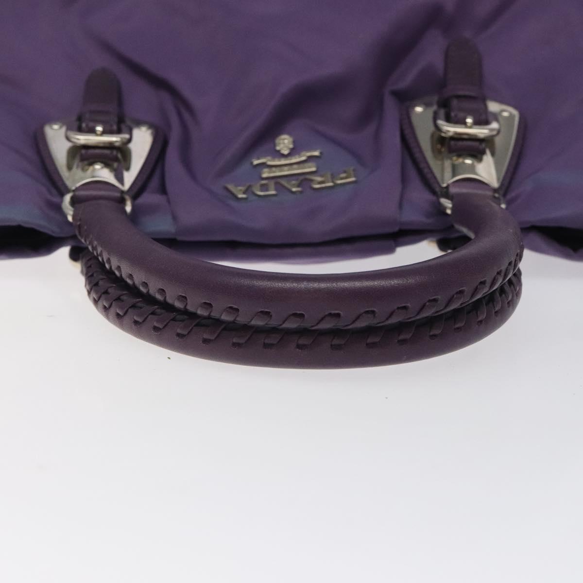 PRADA Hand Bag Nylon Purple Silver Auth 116704