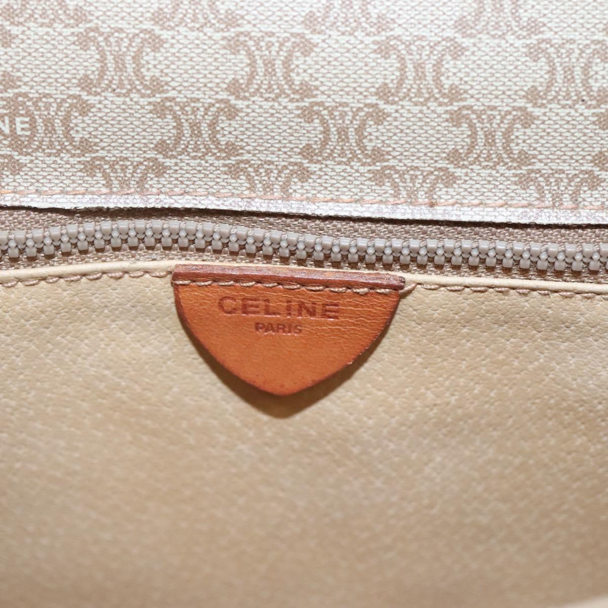 CELINE Macadam Canvas Shoulder Bag Beige Gold Auth 116806