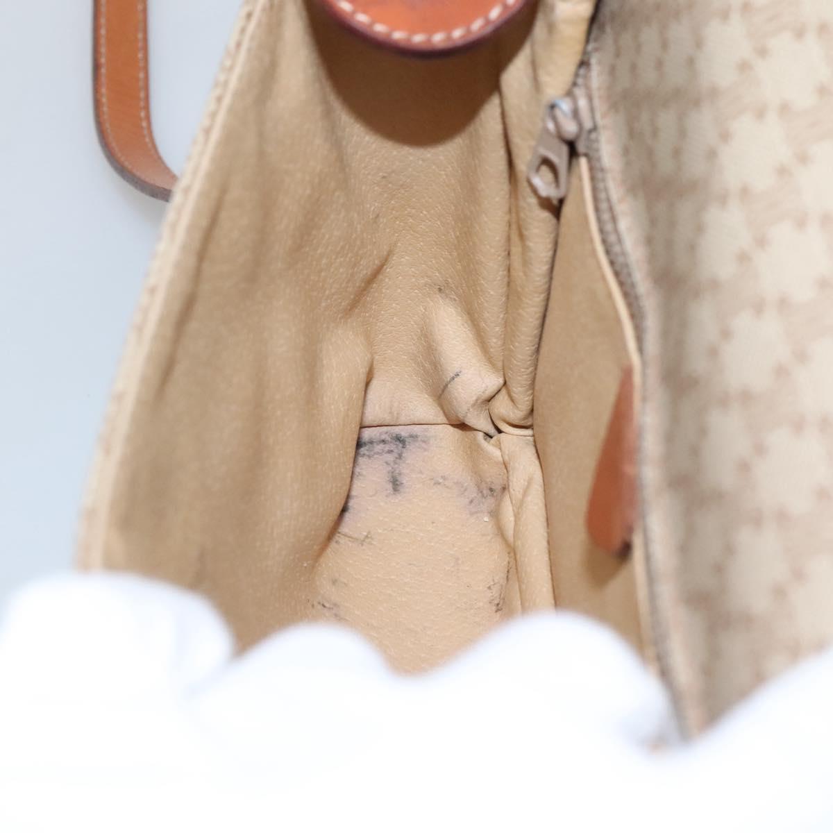 CELINE Macadam Canvas Shoulder Bag Beige Gold Auth 116806