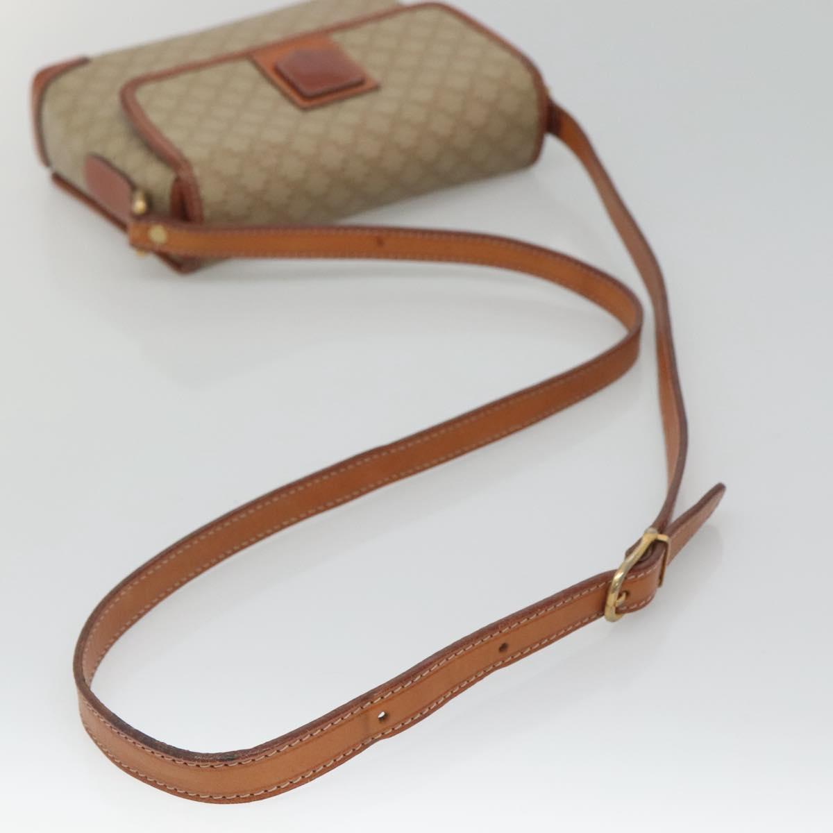CELINE Macadam Canvas Shoulder Bag Beige Gold Auth 116806