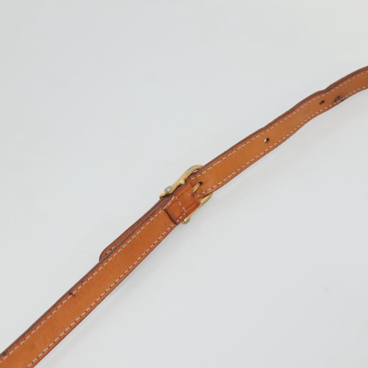 CELINE Macadam Canvas Shoulder Bag Beige Gold Auth 116806