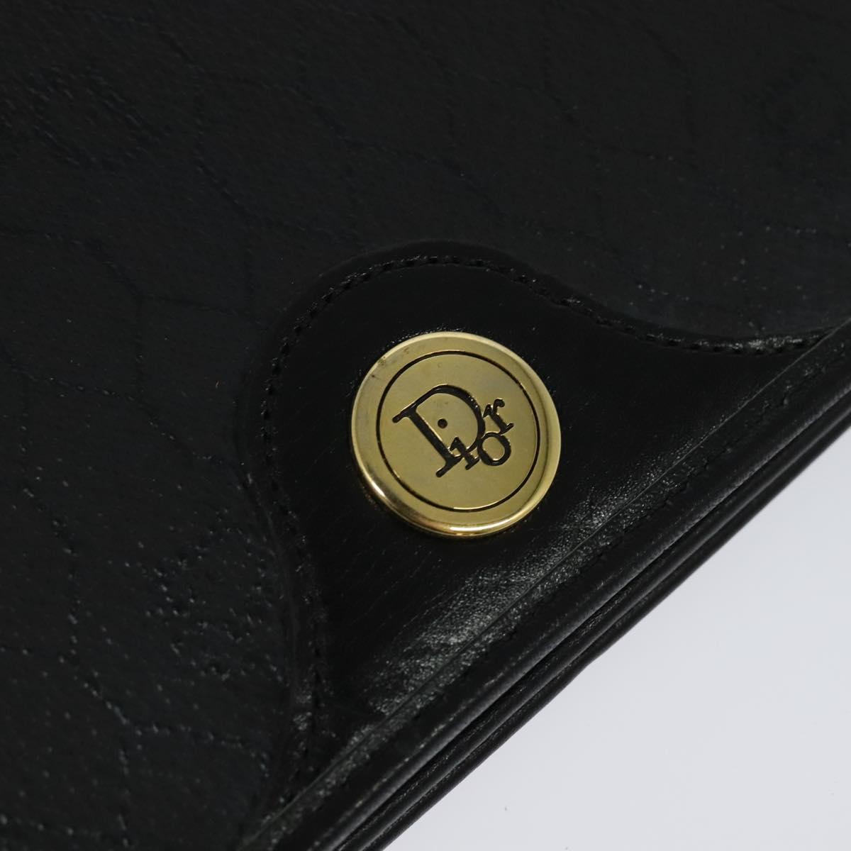 Christian Dior Honeycomb Canvas Chain Shoulder Bag Black Gold Auth 116807