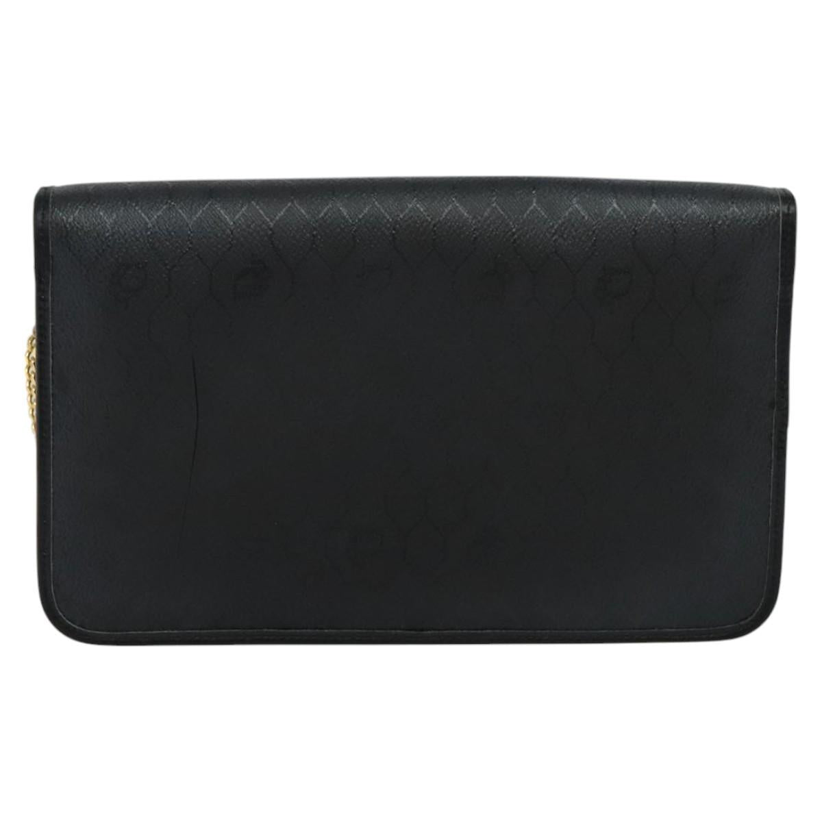 Christian Dior Honeycomb Canvas Chain Shoulder Bag Black Gold Auth 116807