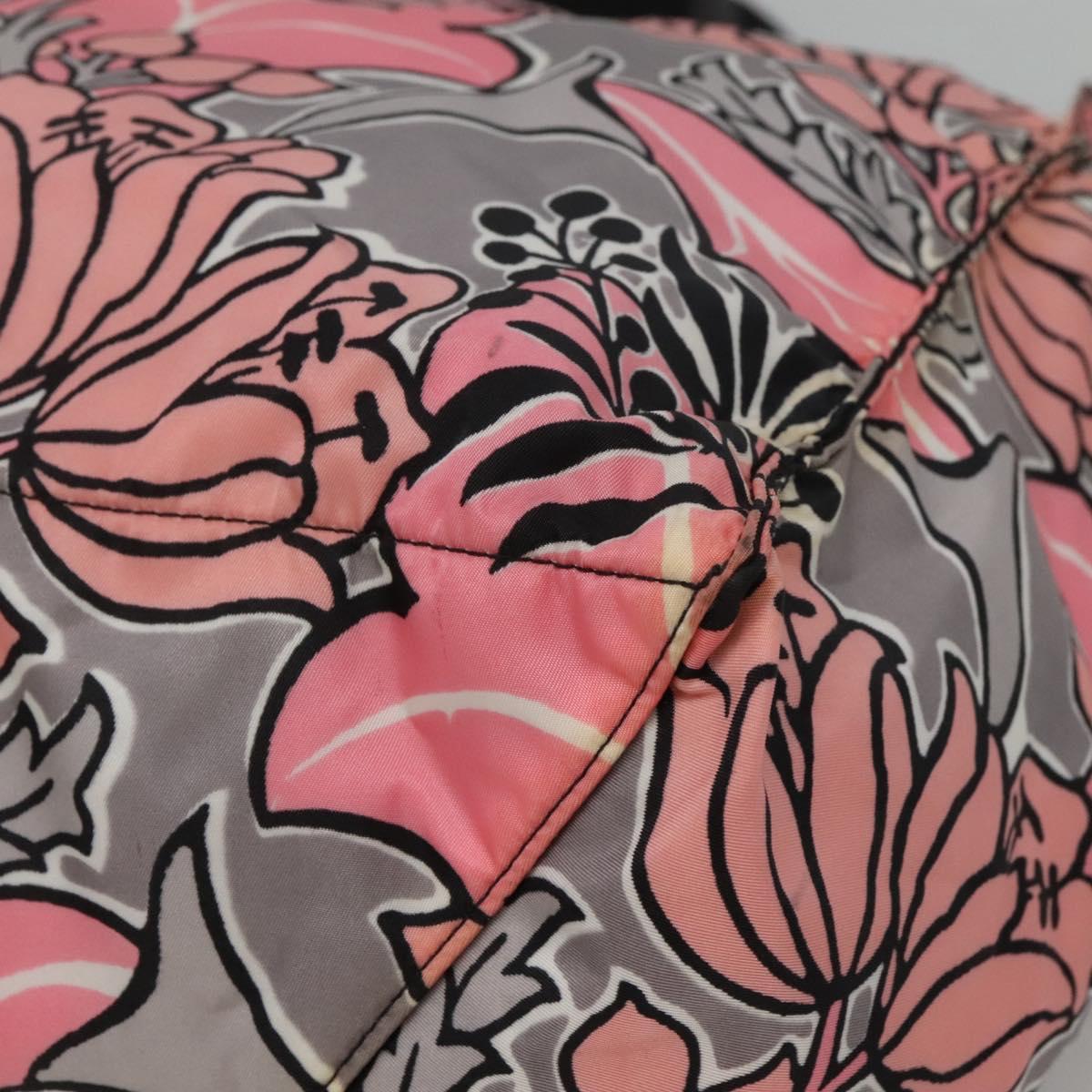 PRADA Tote Bag Nylon Pink Gray Silver Auth 116843