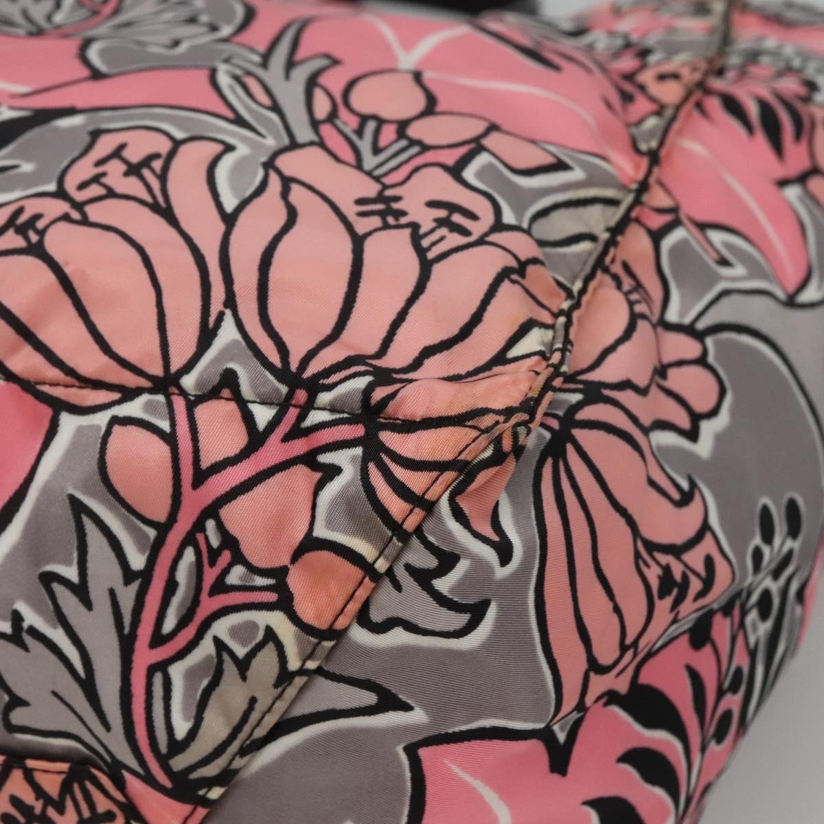PRADA Tote Bag Nylon Pink Gray Silver Auth 116843