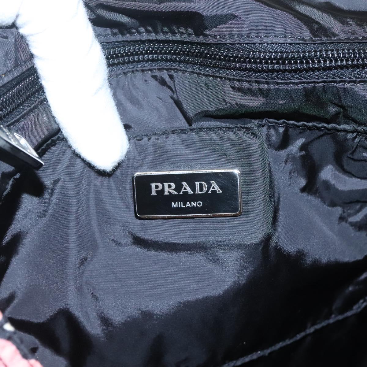 PRADA Tote Bag Nylon Pink Gray Silver Auth 116843