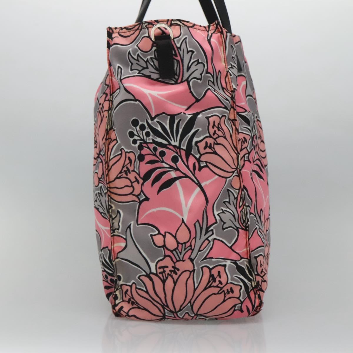 PRADA Tote Bag Nylon Pink Gray Silver Auth 116843