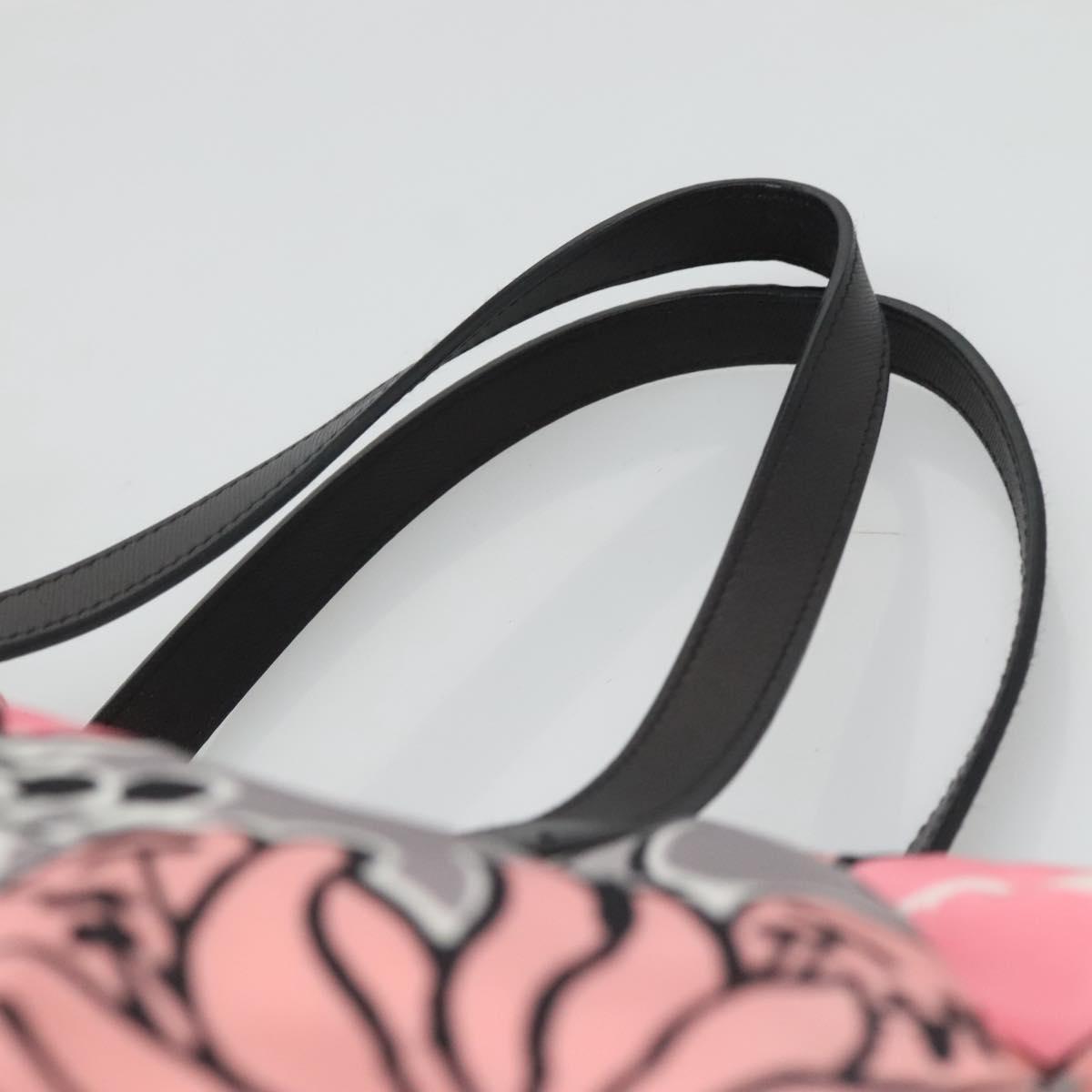 PRADA Tote Bag Nylon Pink Gray Silver Auth 116843
