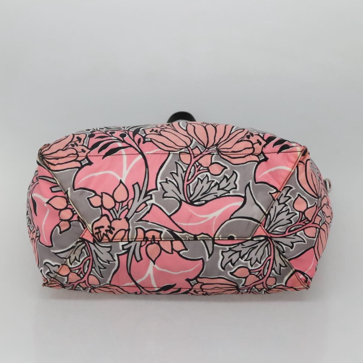 PRADA Tote Bag Nylon Pink Gray Silver Auth 116843