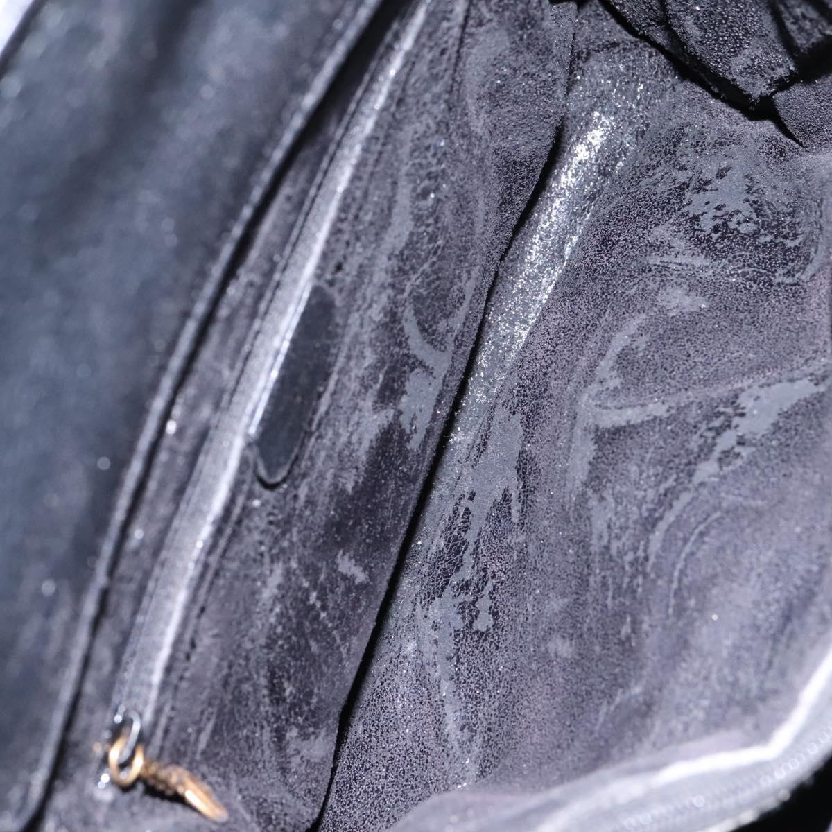 GUCCI Bamboo Hand Bag Suede Leather Black Gold 002 1095 0268 Auth 116847