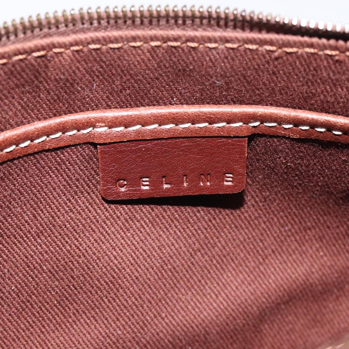 CELINE C Macadam Canvas Accessory Pouch Suede Light Blue Gold Auth 116852