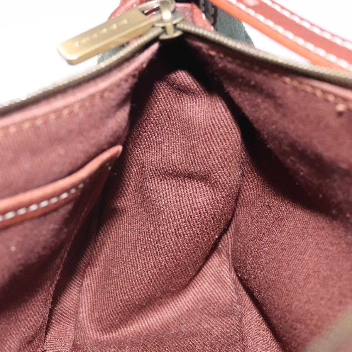 CELINE C Macadam Canvas Accessory Pouch Suede Light Blue Gold Auth 116852