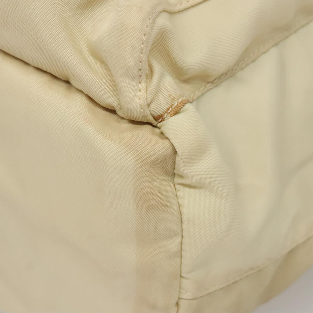 PRADA Backpack Nylon Cream Silver Auth 116860