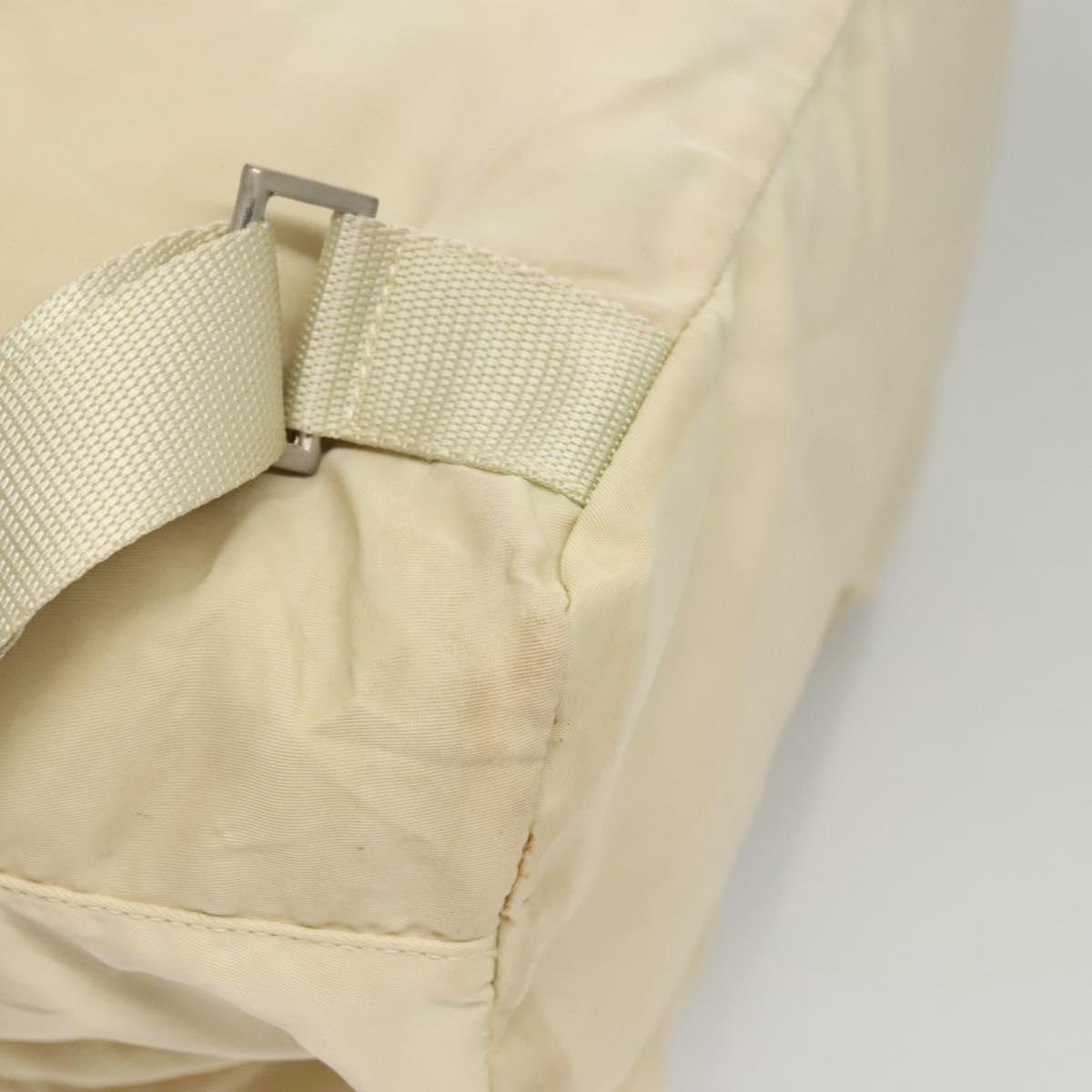 PRADA Backpack Nylon Cream Silver Auth 116860