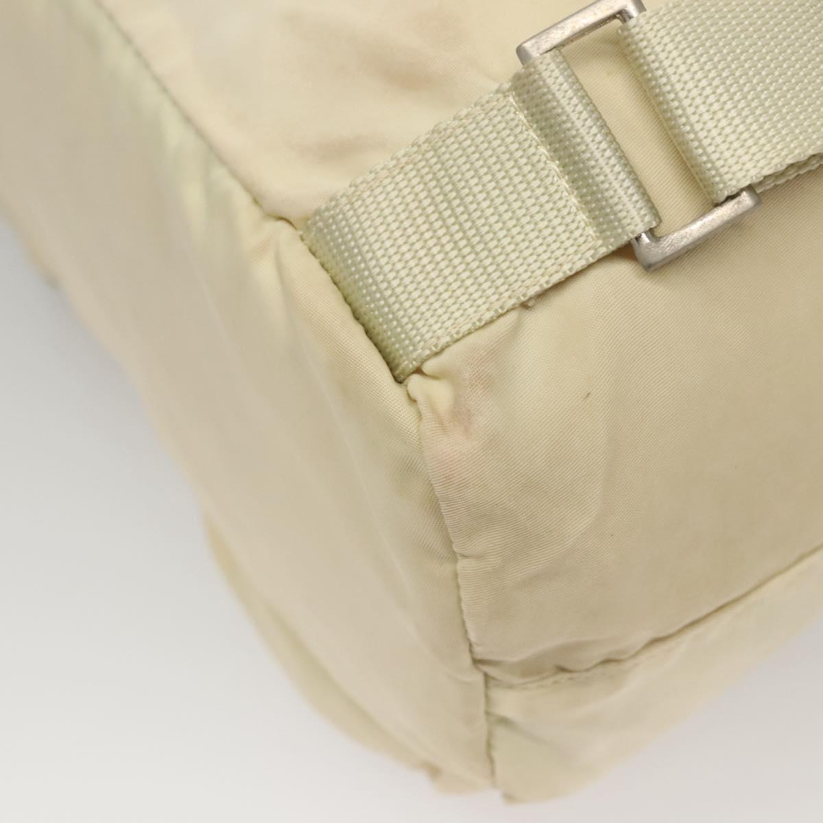 PRADA Backpack Nylon Cream Silver Auth 116860