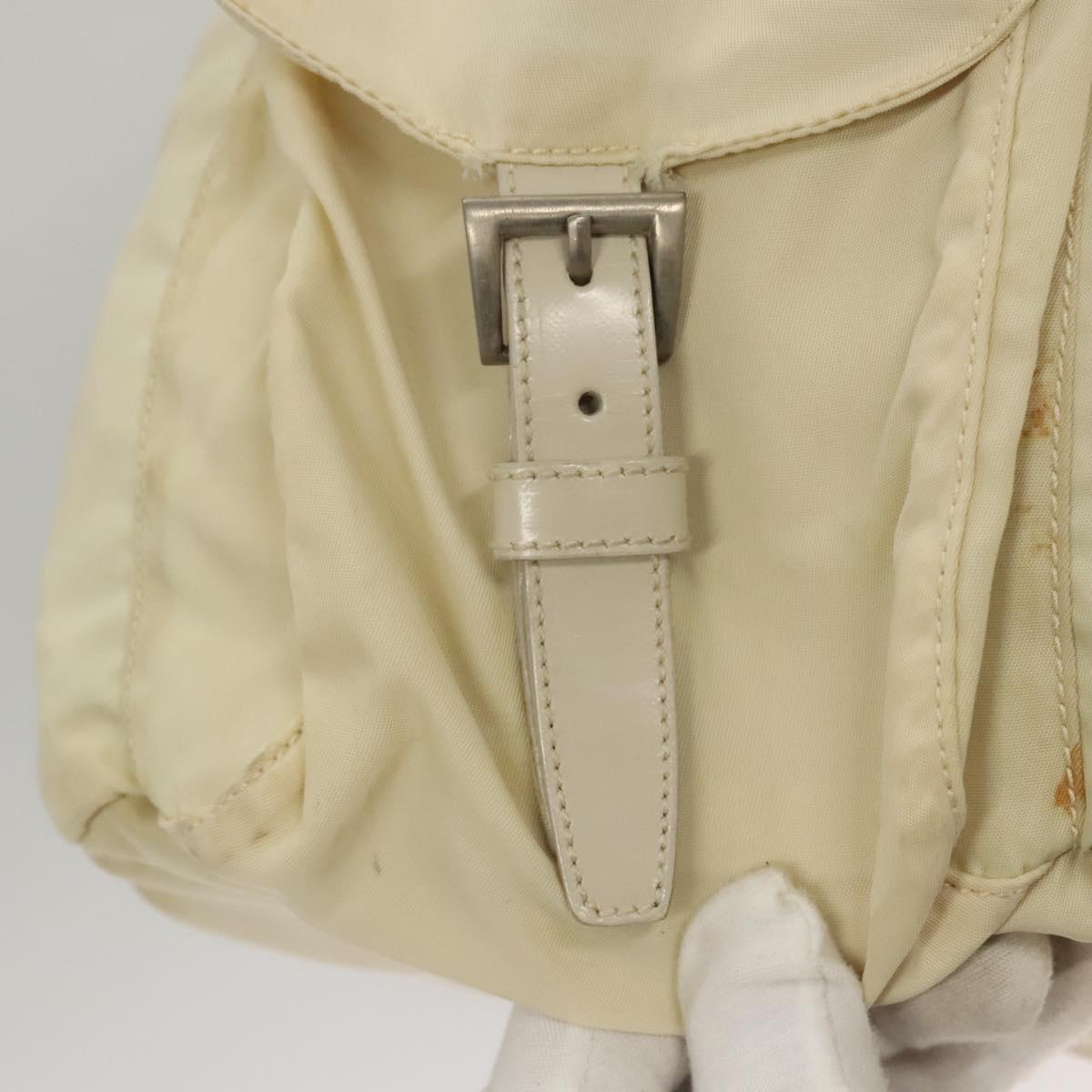 PRADA Backpack Nylon Cream Silver Auth 116860