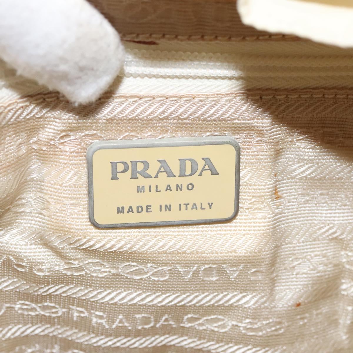 PRADA Backpack Nylon Cream Silver Auth 116860