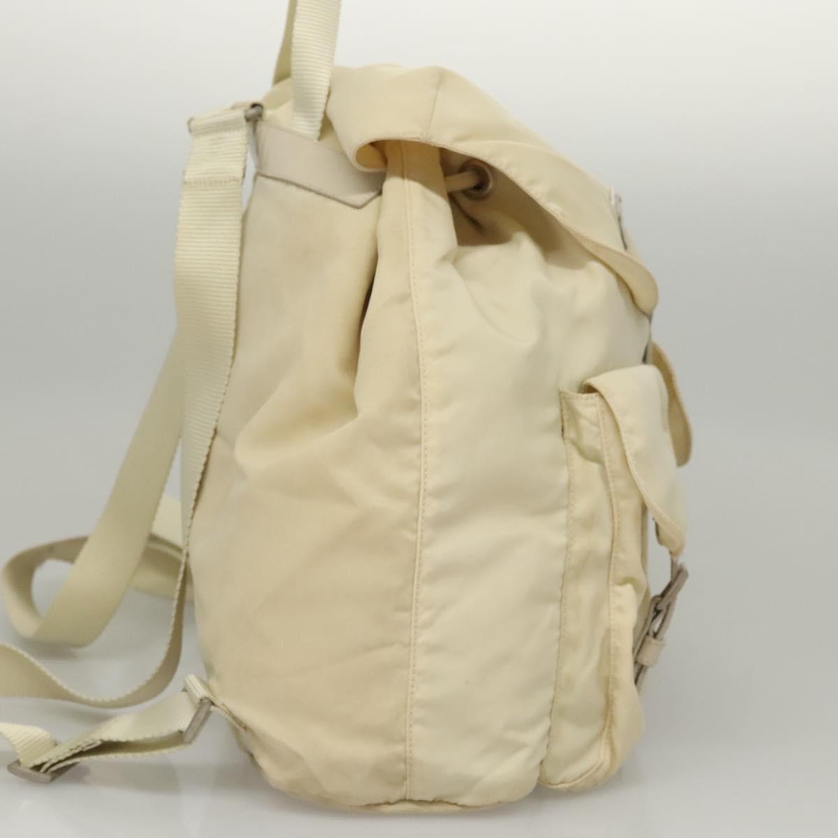 PRADA Backpack Nylon Cream Silver Auth 116860