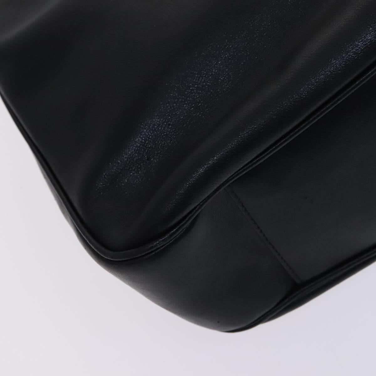 GUCCI Bamboo Shoulder Bag Leather 2way Black Gold 001 1781 1577 Auth 116886