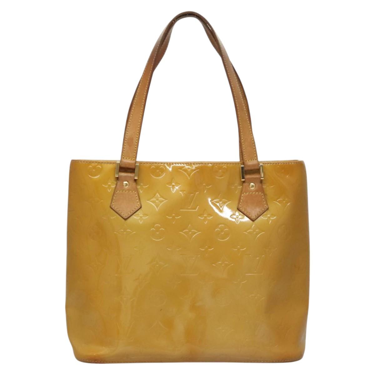 LOUIS VUITTON Monogram Vernis Houston Hand Bag Beige M91004 LV Auth 116941