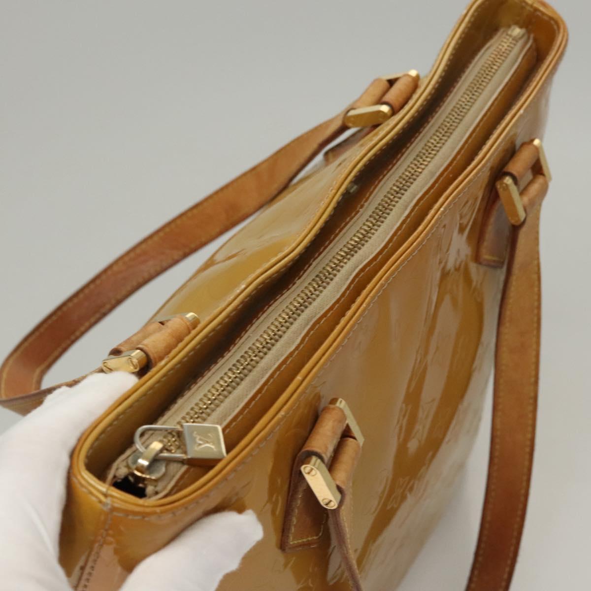 LOUIS VUITTON Monogram Vernis Houston Hand Bag Beige M91004 LV Auth 116941