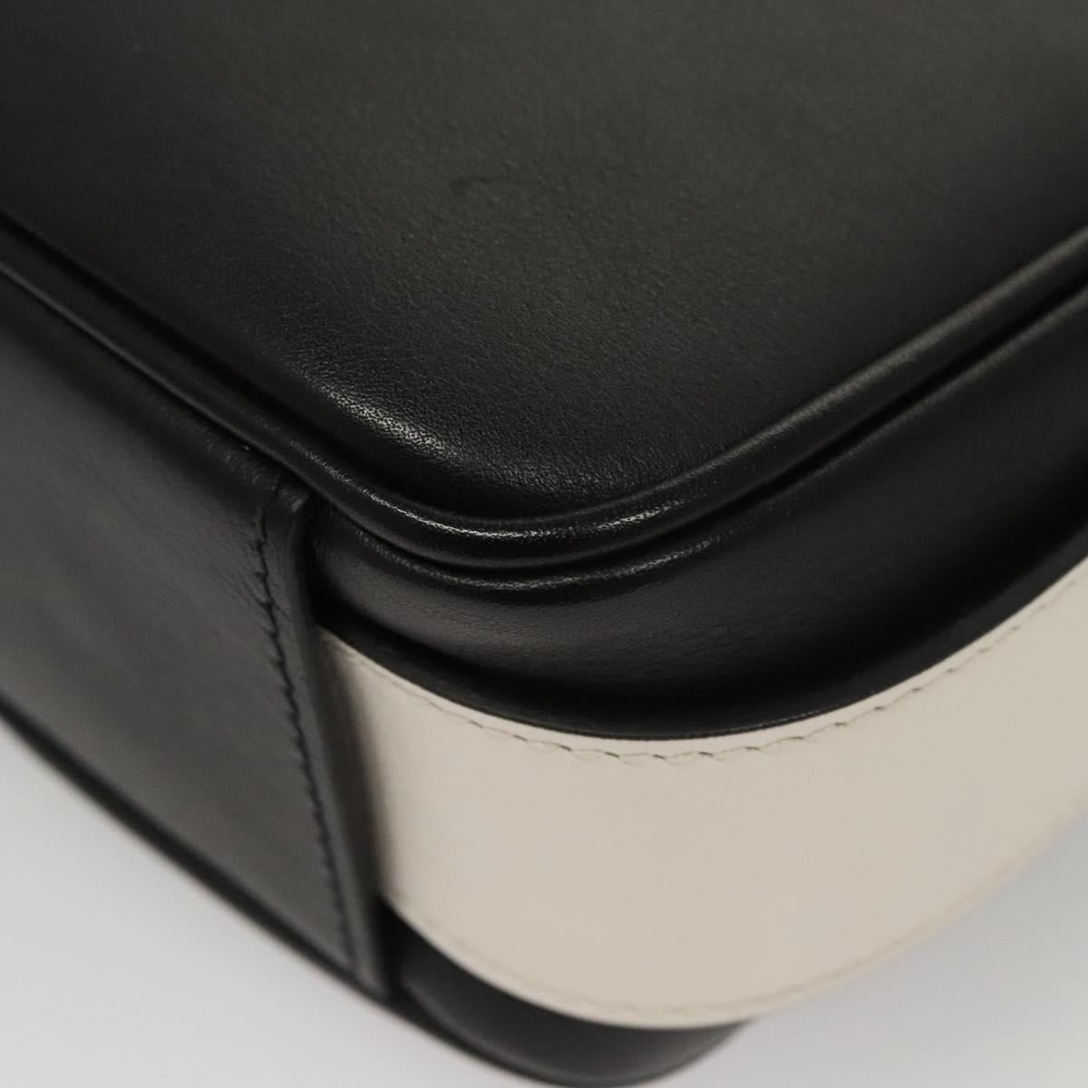 PRADA Shoulder Bag Leather Black White Auth 117019V