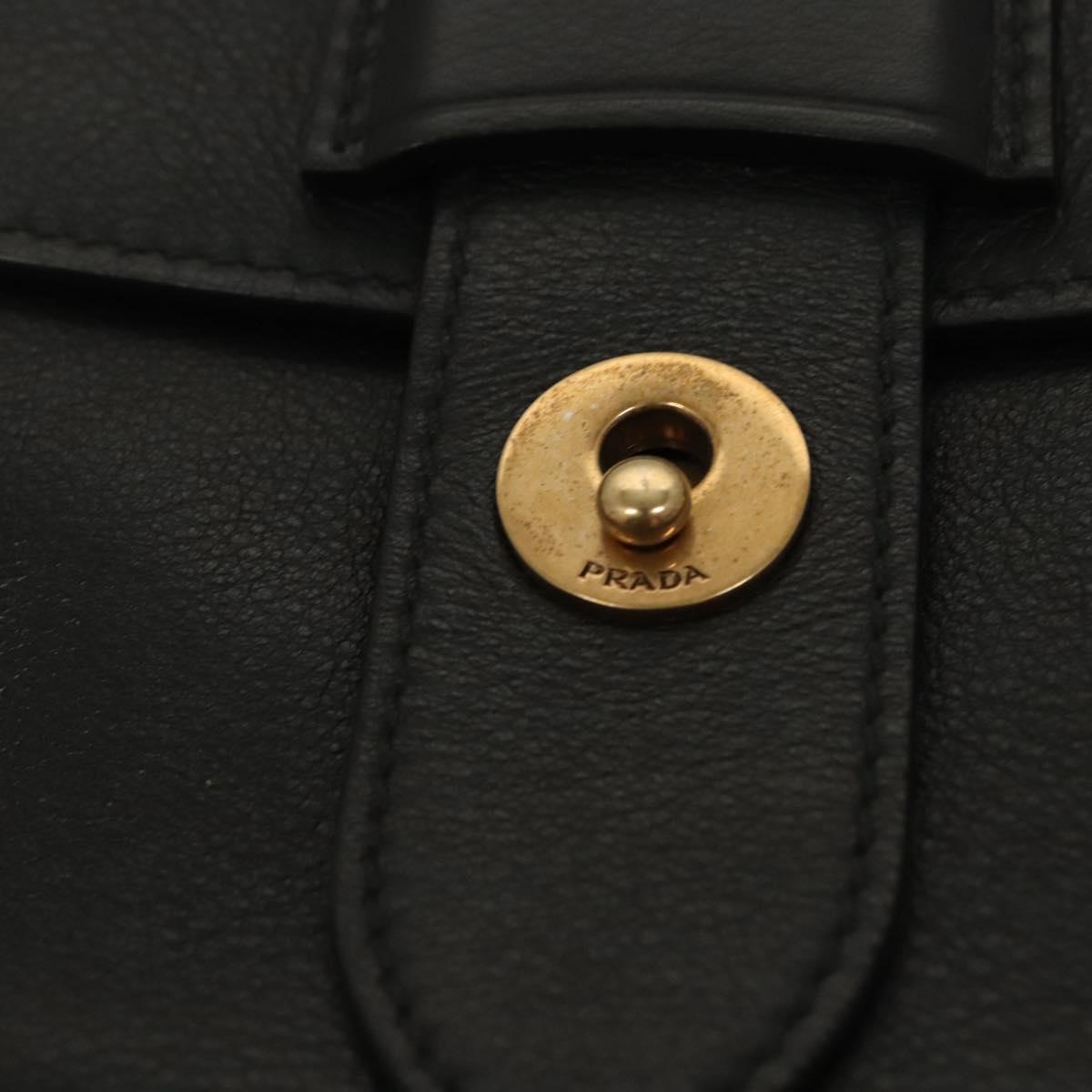PRADA Shoulder Bag Leather Black White Auth 117019V