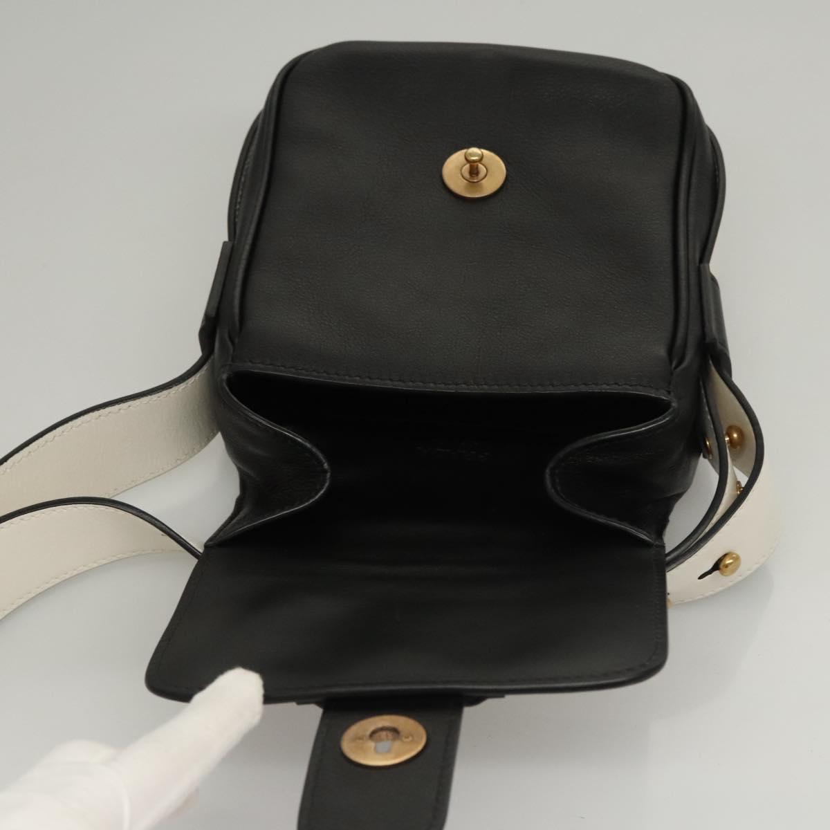 PRADA Shoulder Bag Leather Black White Auth 117019V