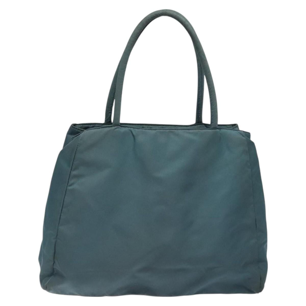 PRADA Hand Bag Nylon Blue Silver Auth 117028