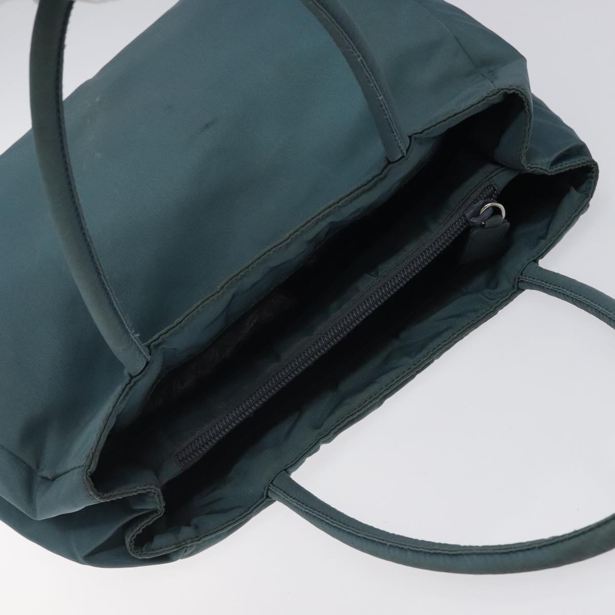 PRADA Hand Bag Nylon Blue Silver Auth 117028