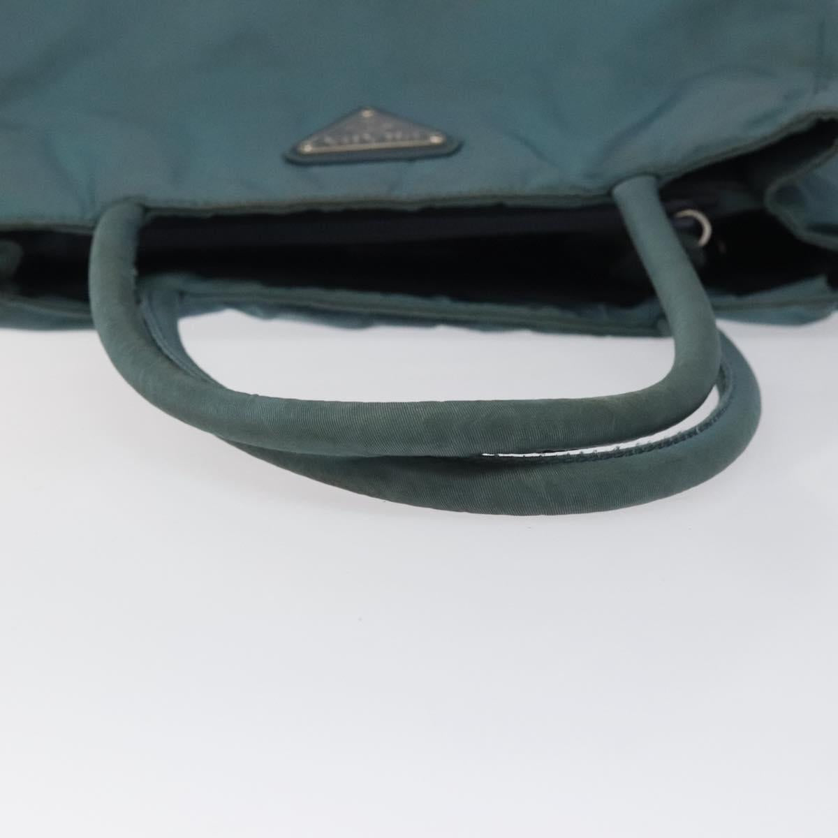 PRADA Hand Bag Nylon Blue Silver Auth 117028