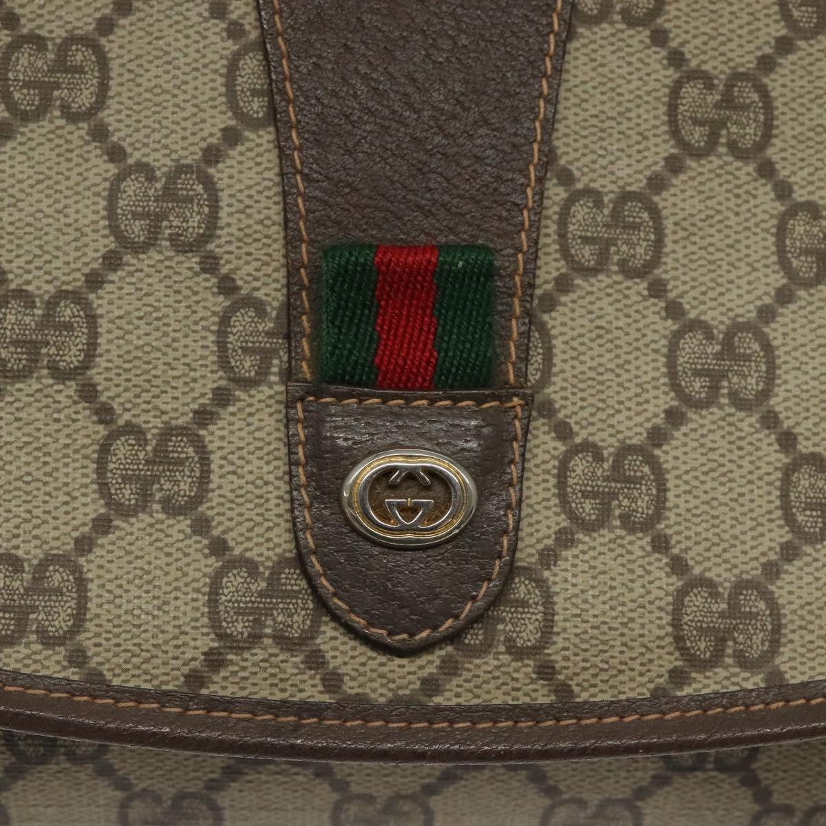 GUCCI GG Supreme Web Sherry Line Bag PVC Beige Green Red 156 01 030 Auth 117104