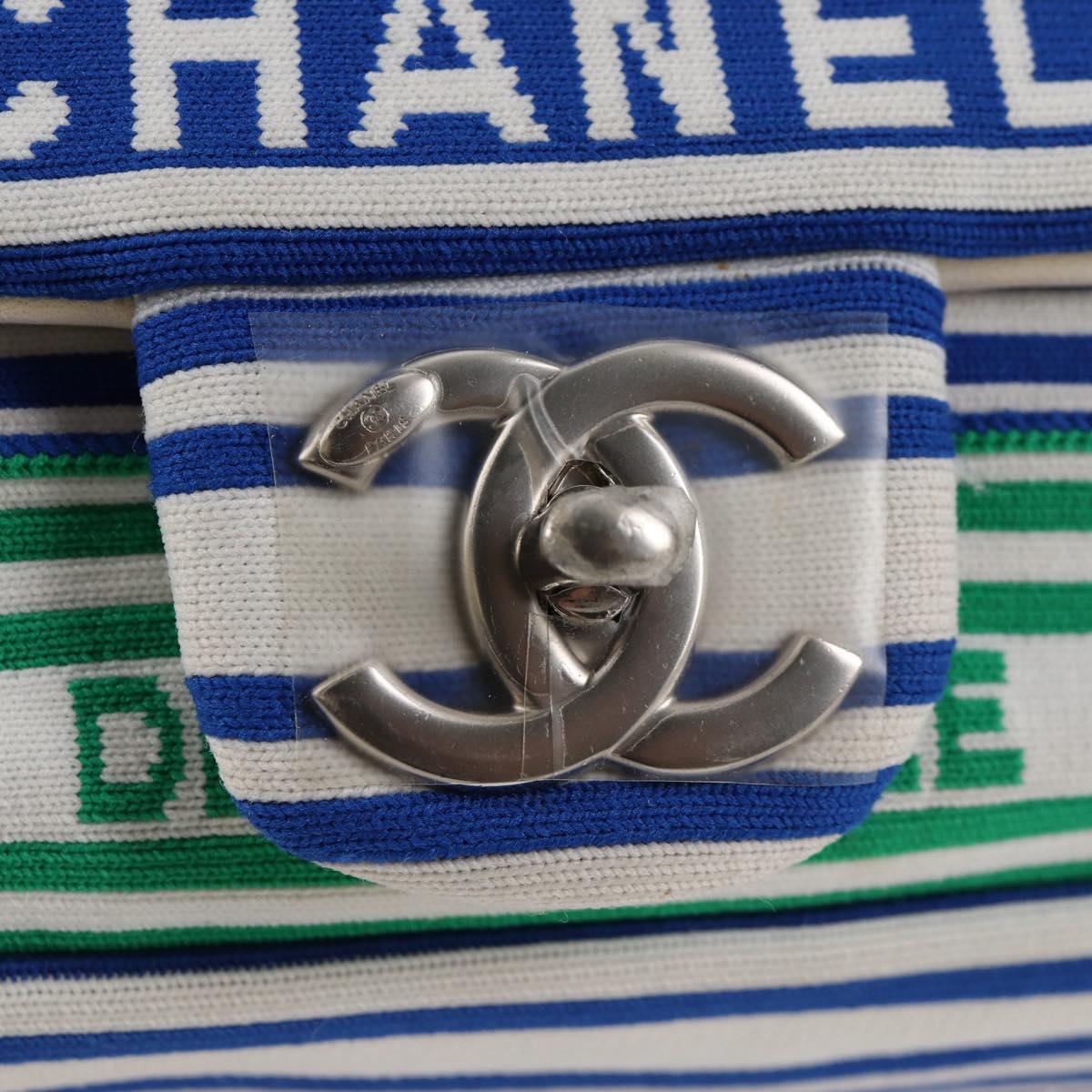 CHANEL Chain Shoulder Bag Canvas White Multicolor CC Auth 117109AM