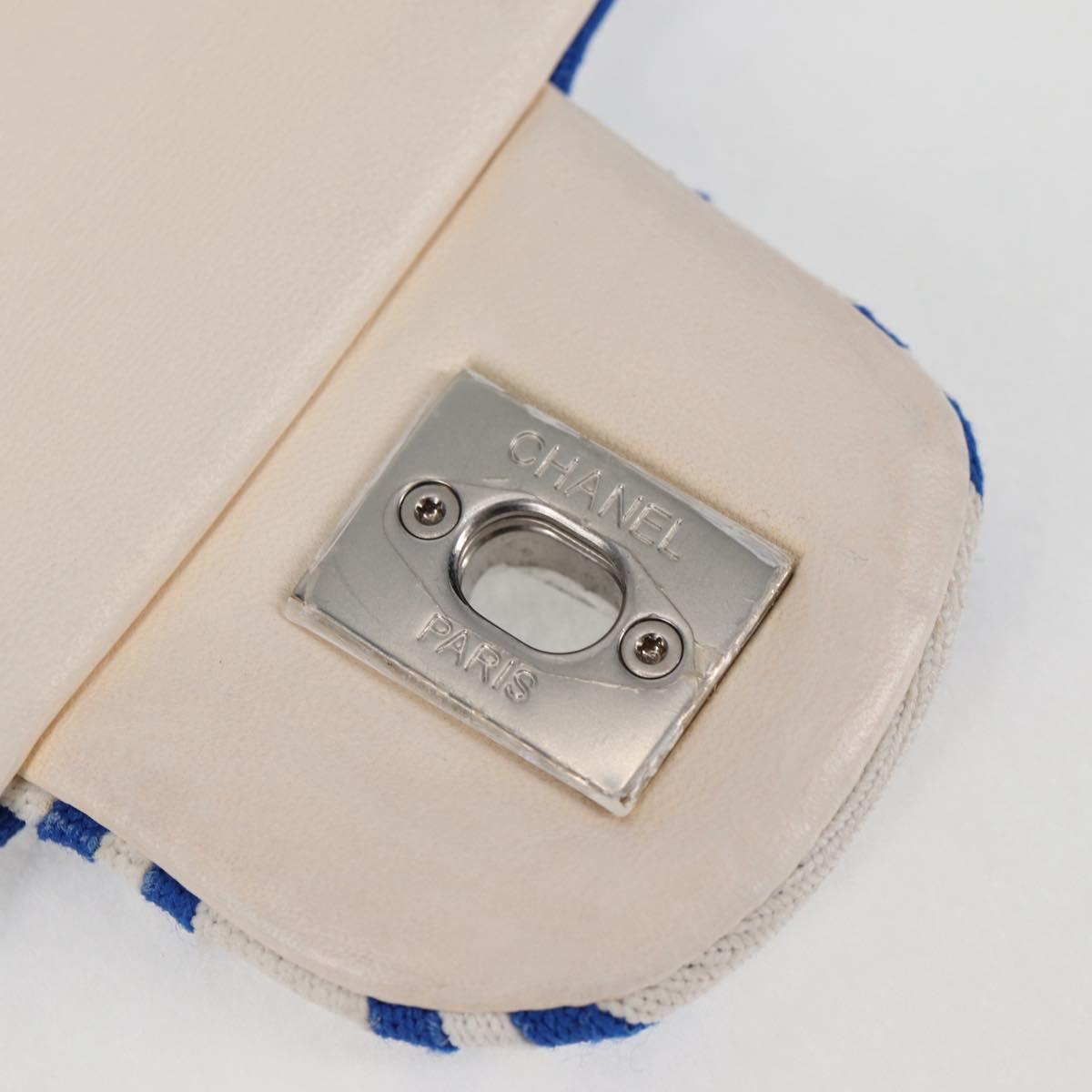 CHANEL Chain Shoulder Bag Canvas White Multicolor CC Auth 117109AM