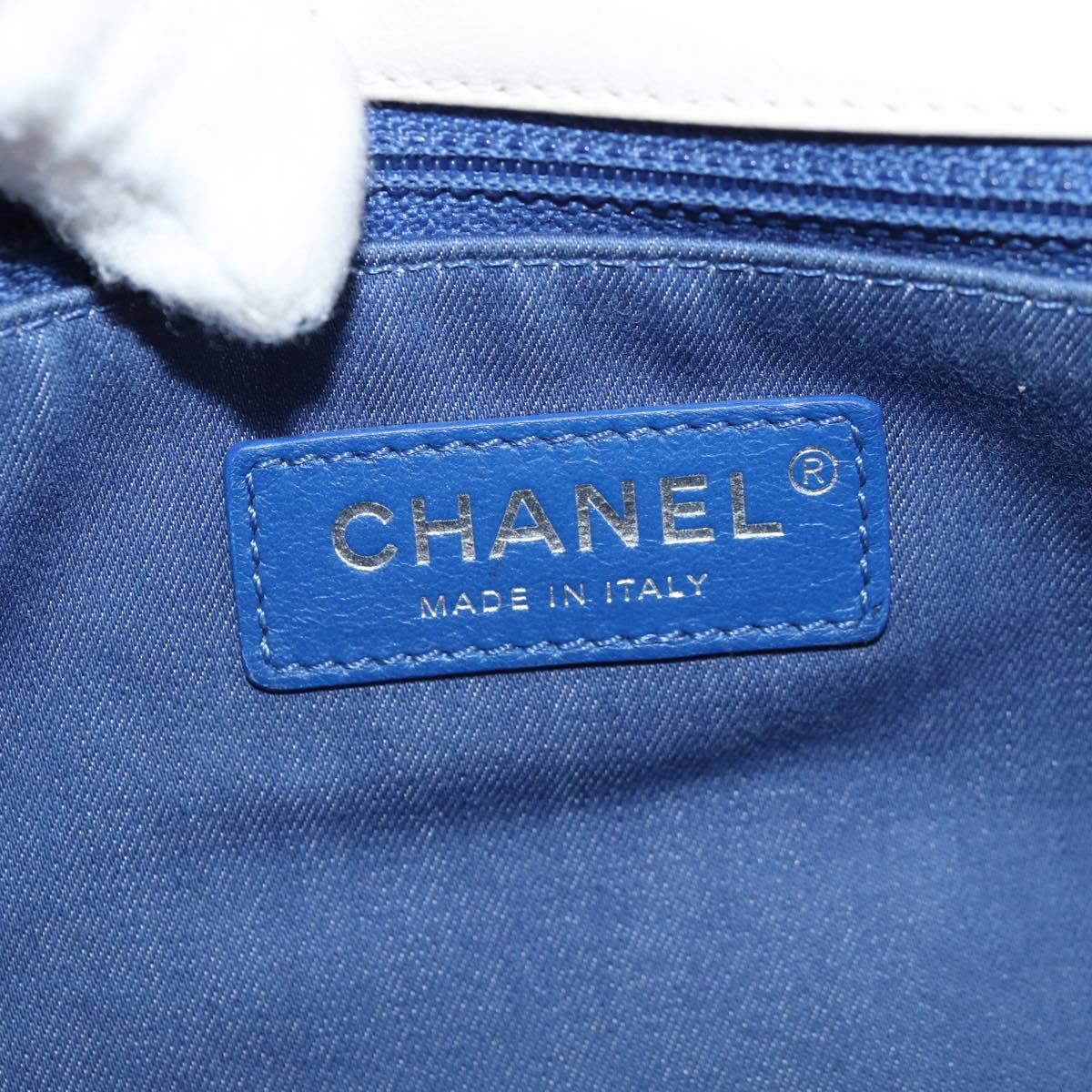 CHANEL Chain Shoulder Bag Canvas White Multicolor CC Auth 117109AM