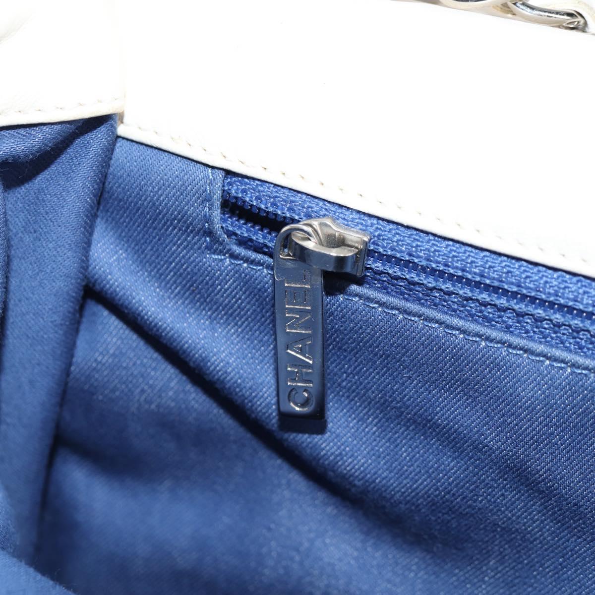 CHANEL Chain Shoulder Bag Canvas White Multicolor CC Auth 117109AM