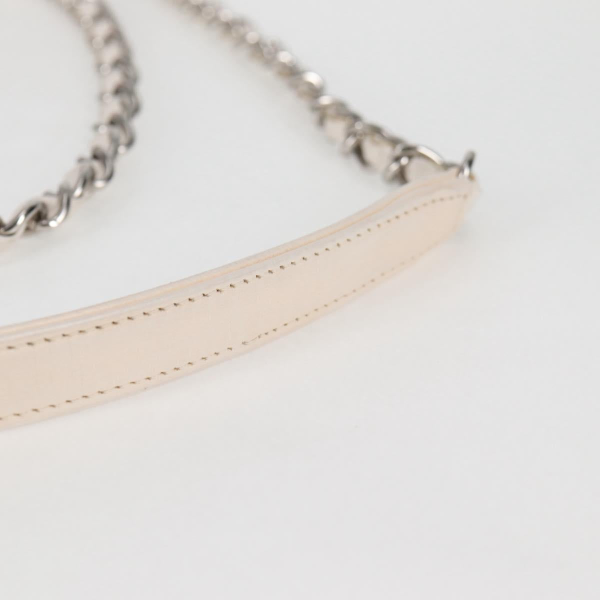 CHANEL Chain Shoulder Bag Canvas White Multicolor CC Auth 117109AM