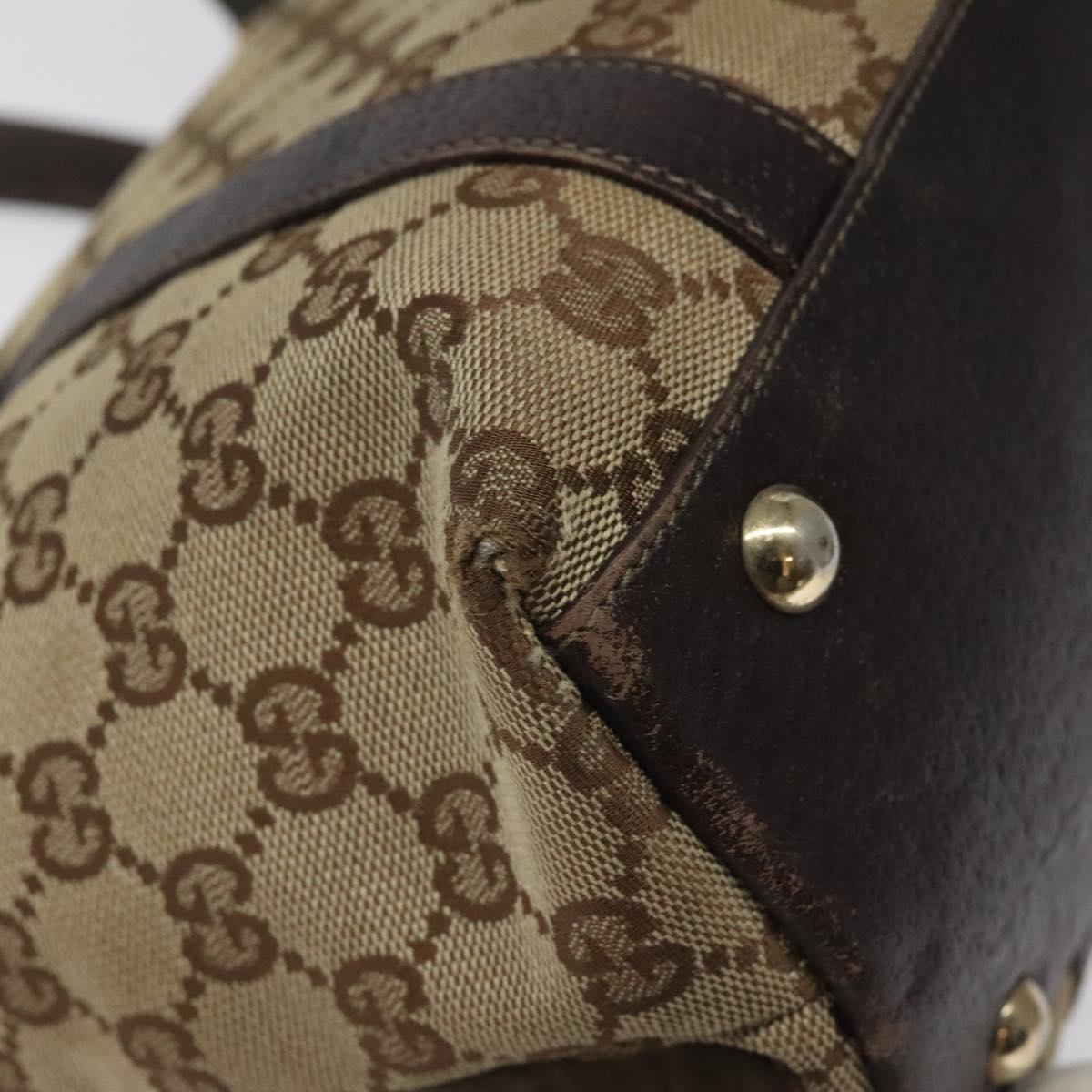 GUCCI GG Canvas Tote Bag Beige Gold 141470 Auth 117117