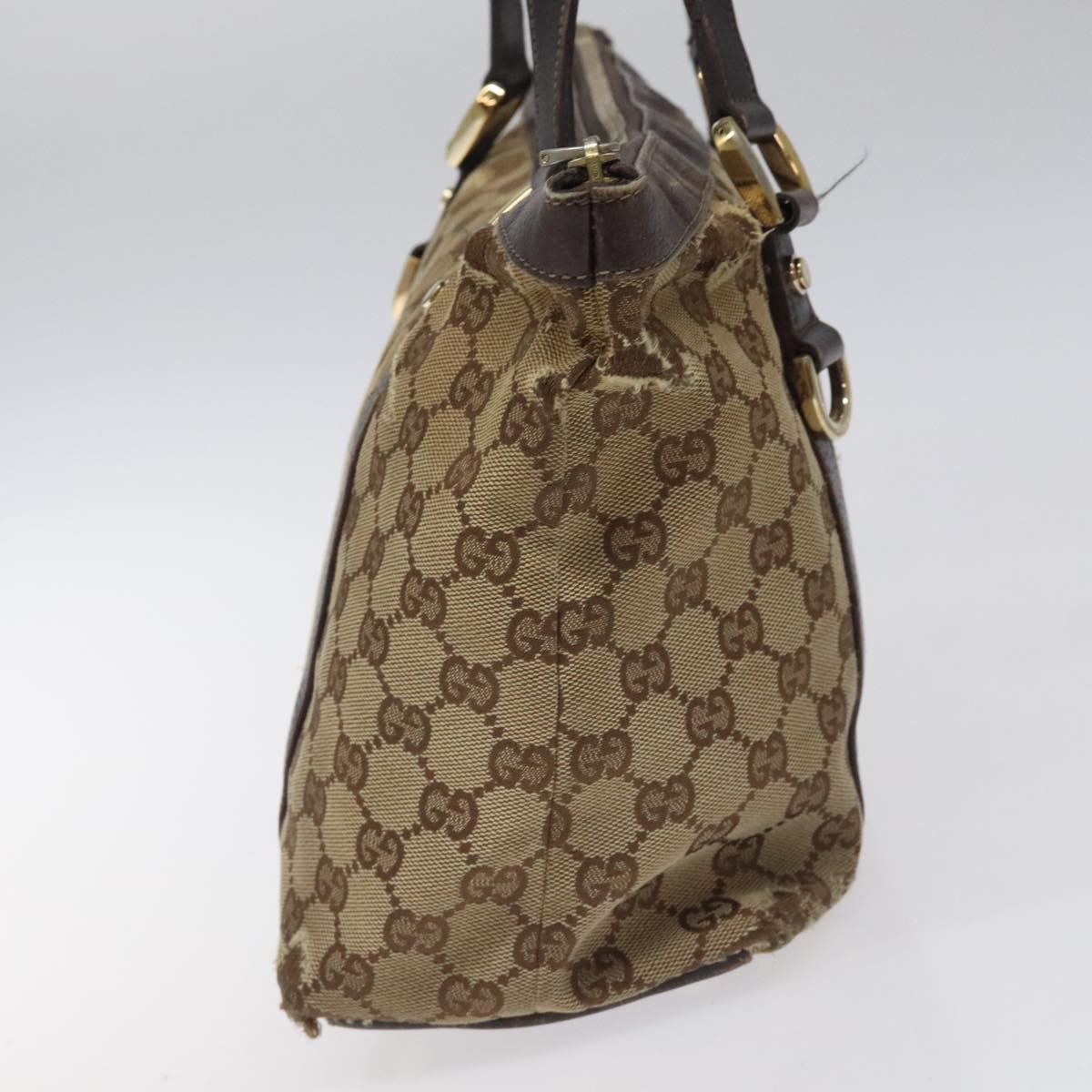 GUCCI GG Canvas Tote Bag Beige Gold 141470 Auth 117117