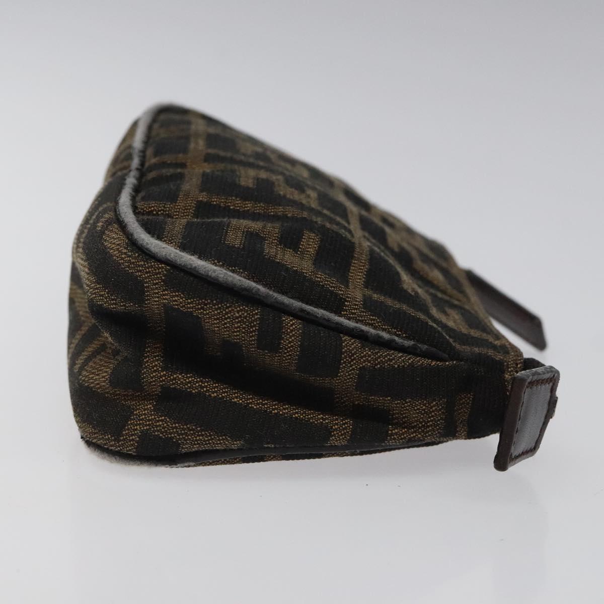 FENDI Zucca Canvas Pouch Black Brown Auth 117119