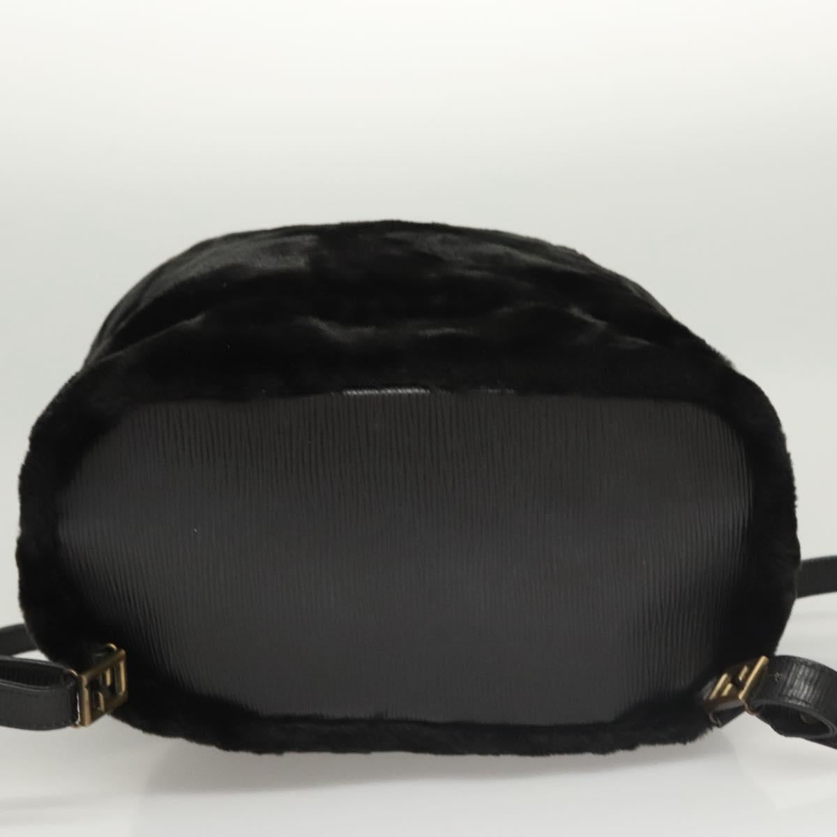 FENDI Backpack Leather Black Auth 117165