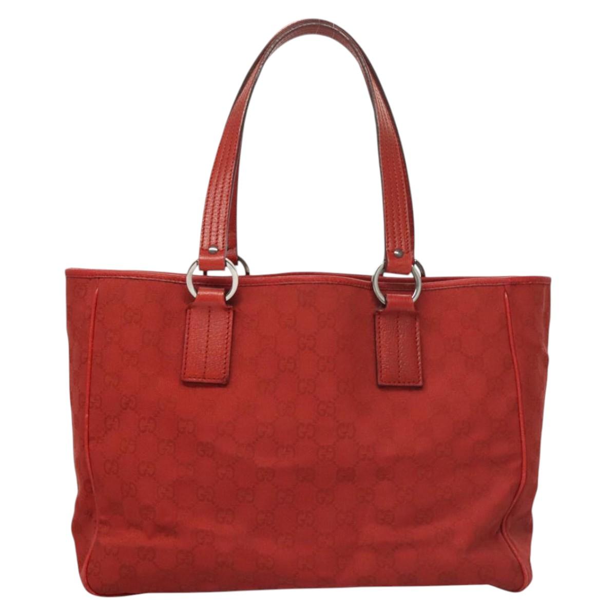 GUCCI GG Canvas Shoulder Bag Red 113017 Auth 117199