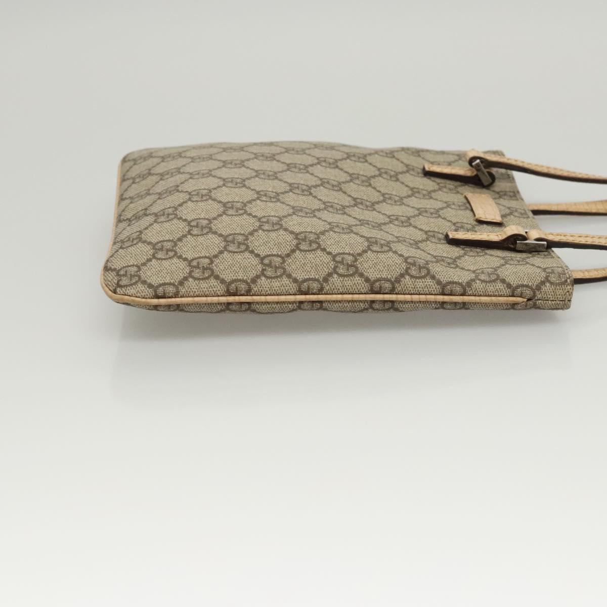 GUCCI GG Supreme Hand Bag PVC Leather Beige 114600 Auth 117203