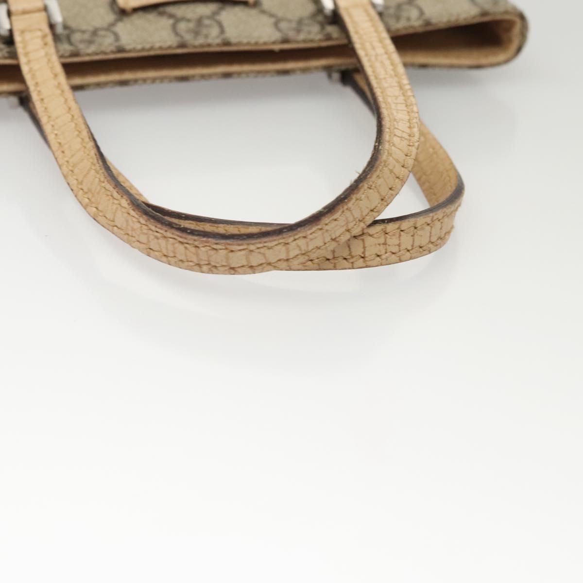 GUCCI GG Supreme Hand Bag PVC Leather Beige 114600 Auth 117203
