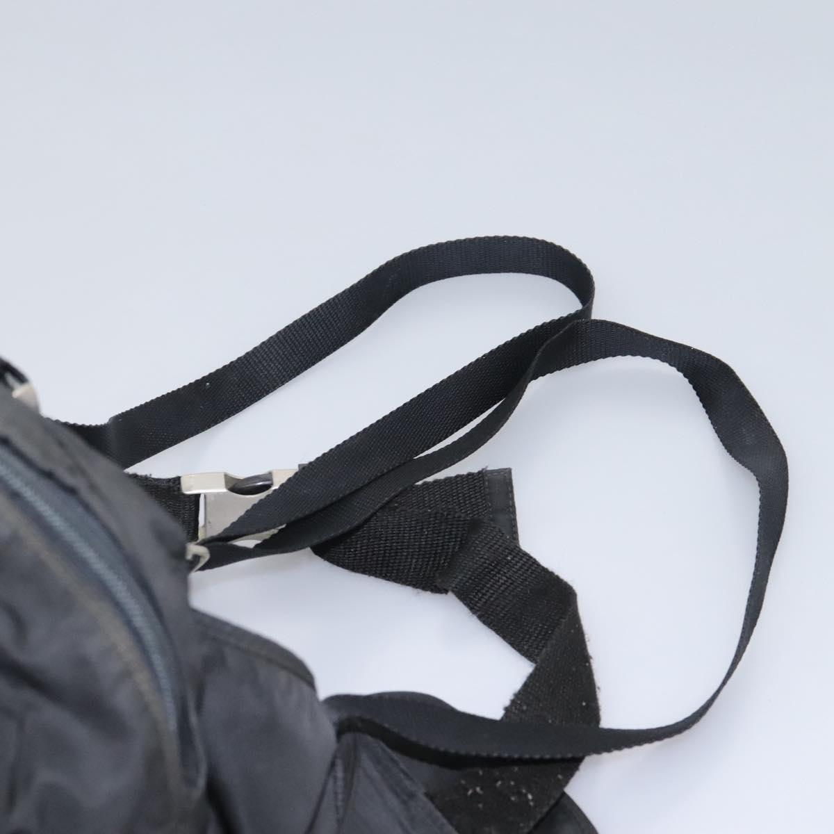 PRADA Hand Bag Nylon 2way Black Silver Auth 117219