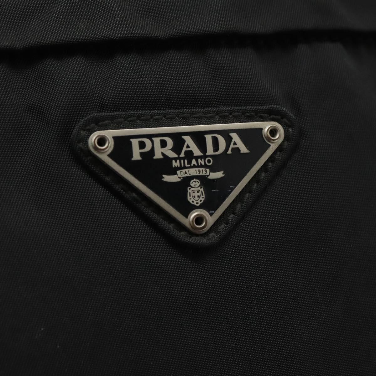PRADA Hand Bag Nylon 2way Black Silver Auth 117219