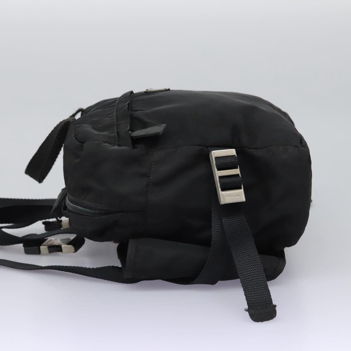 PRADA Hand Bag Nylon 2way Black Silver Auth 117219