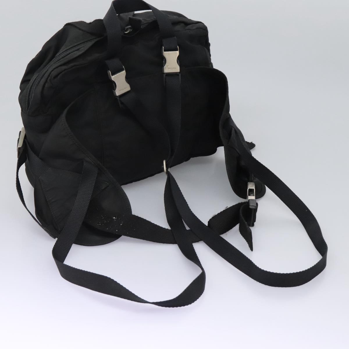 PRADA Hand Bag Nylon 2way Black Silver Auth 117219