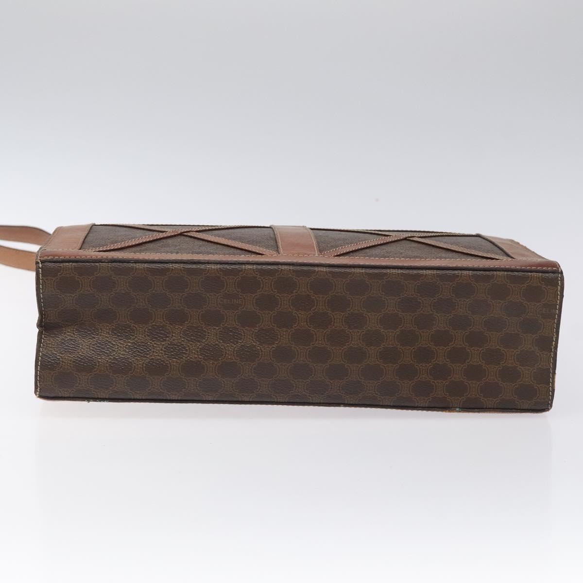 CELINE Macadam Canvas Shoulder Bag PVC Leather Brown Gold Auth 117240