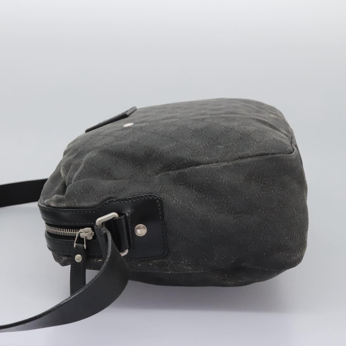 GUCCI GG Canvas Shoulder Bag Black Silver 223648 Auth 117257